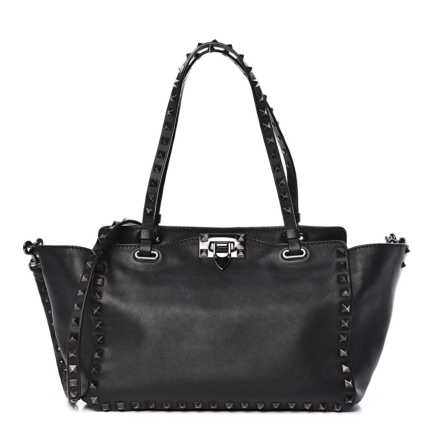 Valentino Garavani Vitello Small Rockstud Tote Black 1 of 13