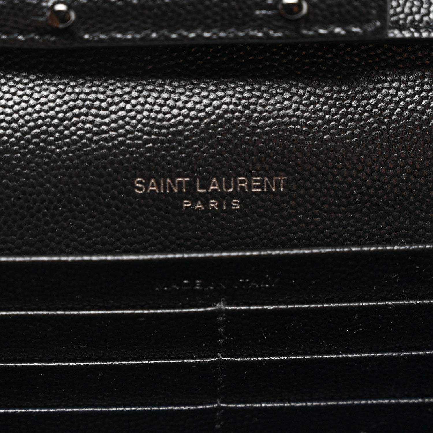 Saint Laurent Grain De Poudre Matelasse Chevron Monogram Monochrome Envelope Chain Wallet Black 6 of 11