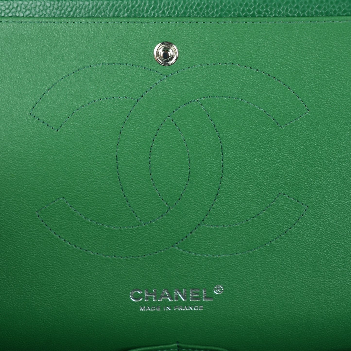 Caviar Quilted Jumbo Double Flap Green