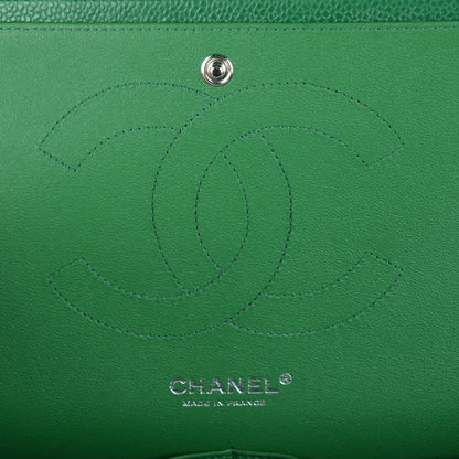 Chanel Caviar Quilted Jumbo Double Flap Green 7 of 8