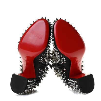 Christian Louboutin Calfskin Louise Capet Spikes 85 Boots 37 Black Silver 6 of 9
