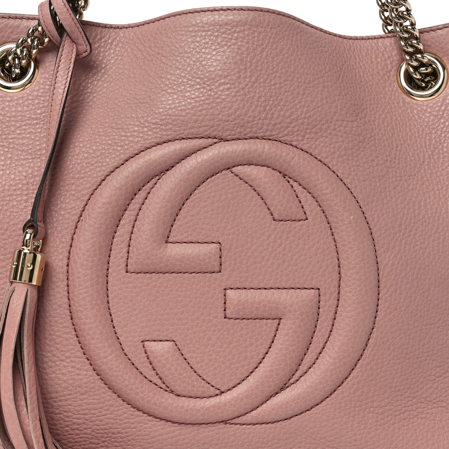 Gucci Pebbled Calfskin Medium Soho Chain Shoulder Bag Dark Cipria 8 of 10