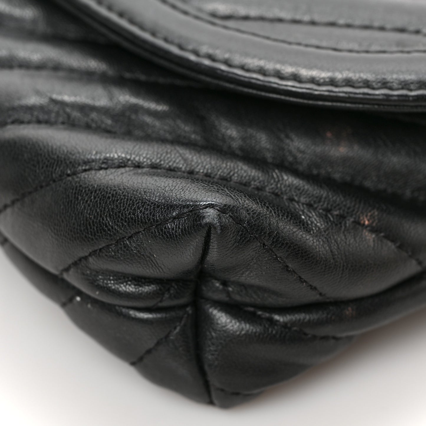 Calfskin Chevron Waist Belt Bag Black