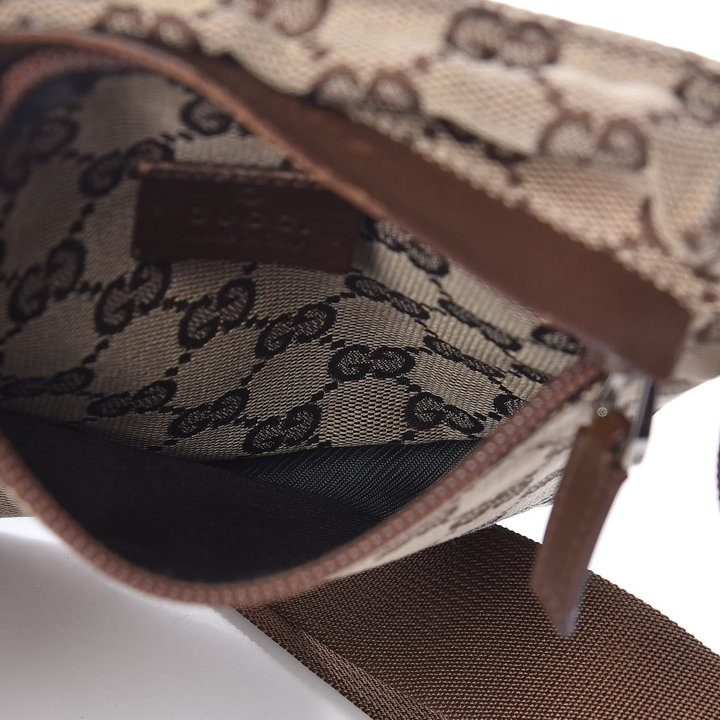 GG Monogram Double Pocket Belt Bag Brown