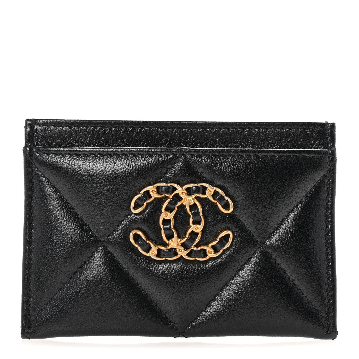 Chanel Lambskin Quilted Chanel 19 Card Holder Black 1 of 9
