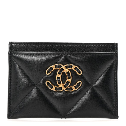 Chanel Lambskin Quilted Chanel 19 Card Holder Black 1 of 9