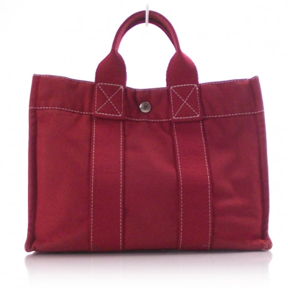 Hermes Canvas Harnais Tote Red 1 of 12
