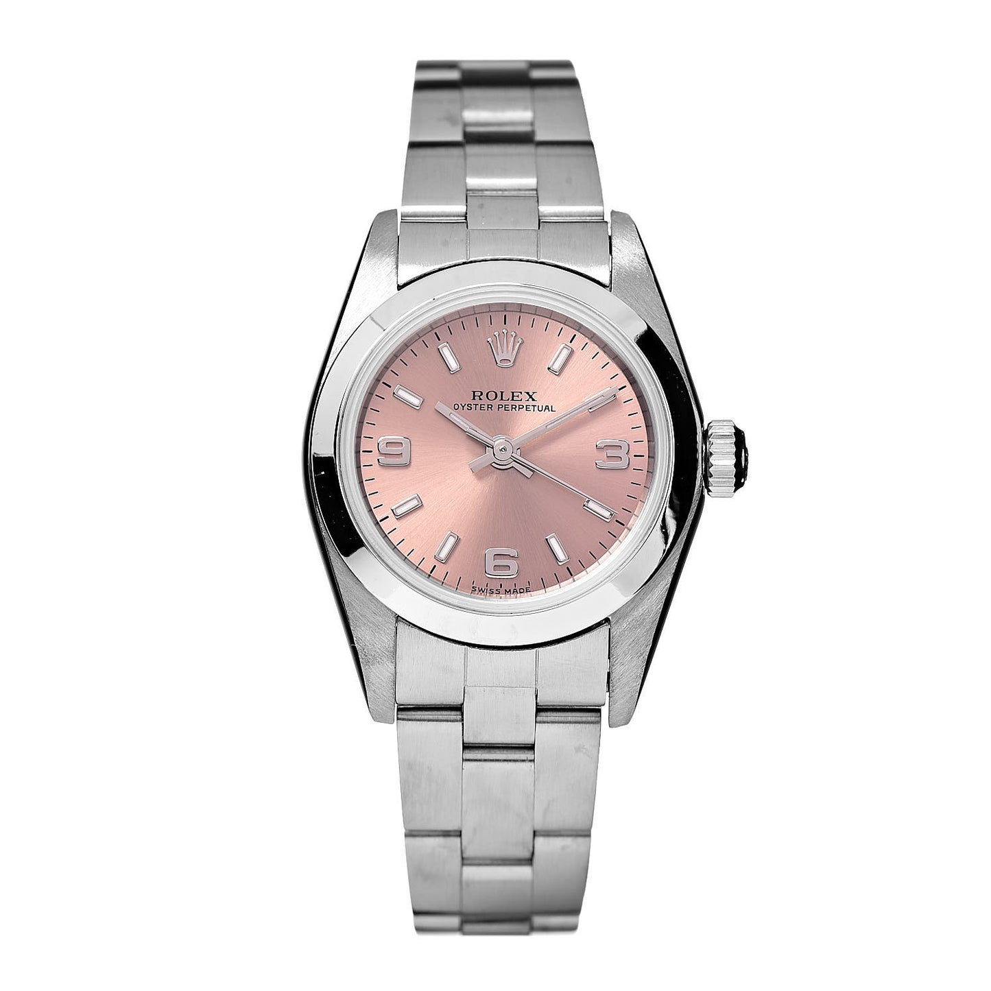 Stainless Steel 24mm Oyster Perpetual Watch Pink 76080