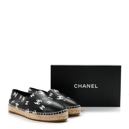 Chanel Lambskin Printed CC Espadrilles 39 Black White 11 of 11