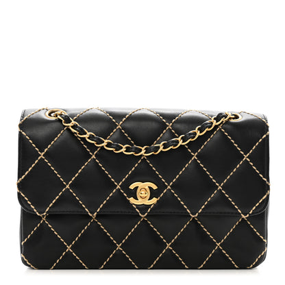 Chanel Calfskin Quilted Contrast Stitch Medium Flap Black 1 of 9