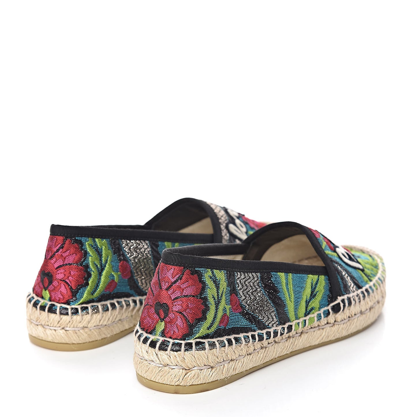 Tapestry Brocade Blind For Love Espadrilles 35.5 Acquamarine Green Black