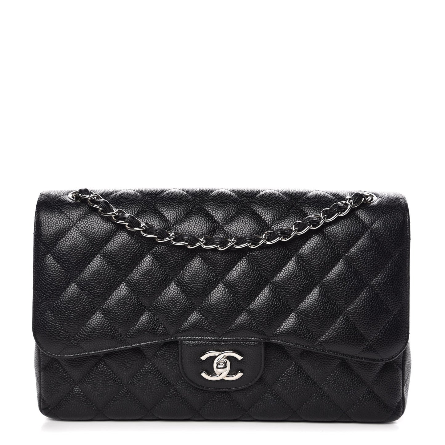 Caviar Quilted Jumbo Double Flap Black