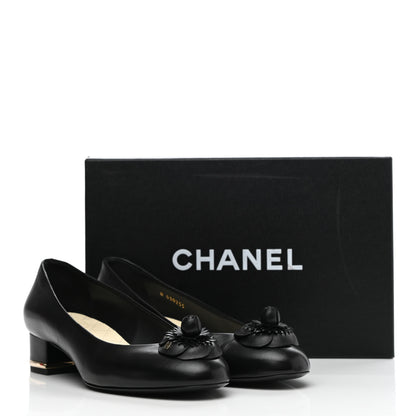 Chanel Lambskin Camellia Ballerina Flats 38 Black 11 of 11