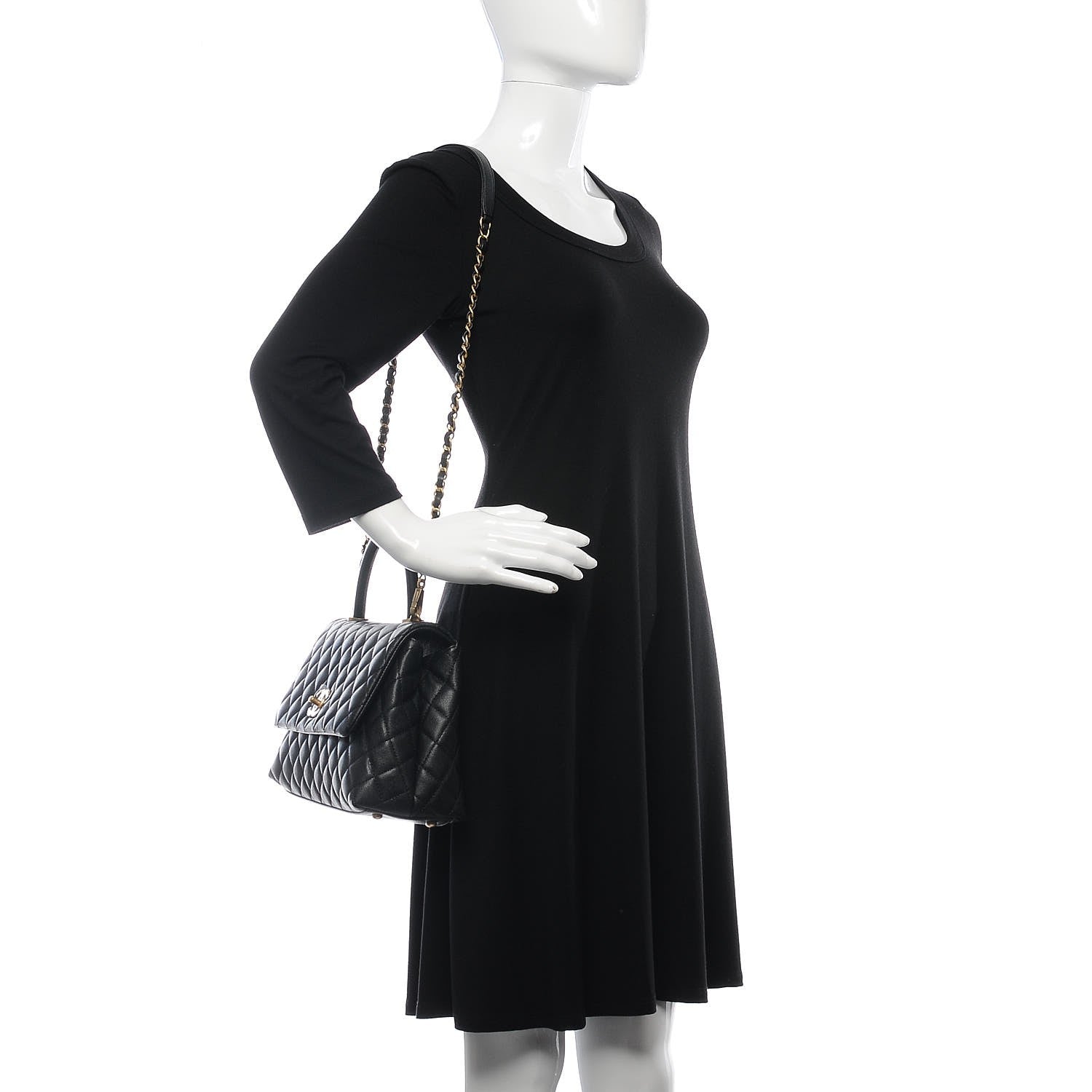 Chanel Caviar Quilted Small Coco Handle Flap Black 3 of 10