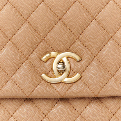 Chanel Caviar Lizard Embossed Quilted Small Coco Handle Flap Dark Beige 9 of 11
