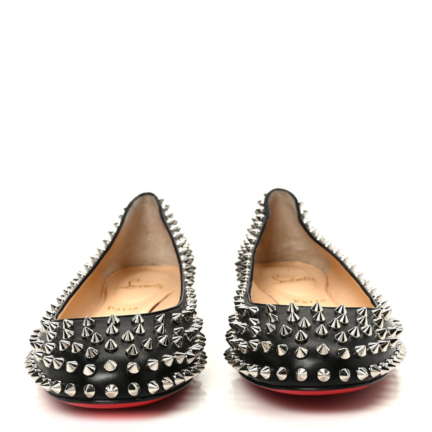 Christian Louboutin Nappa Baba Spikes Flats 40 Black Silver 3 of 9