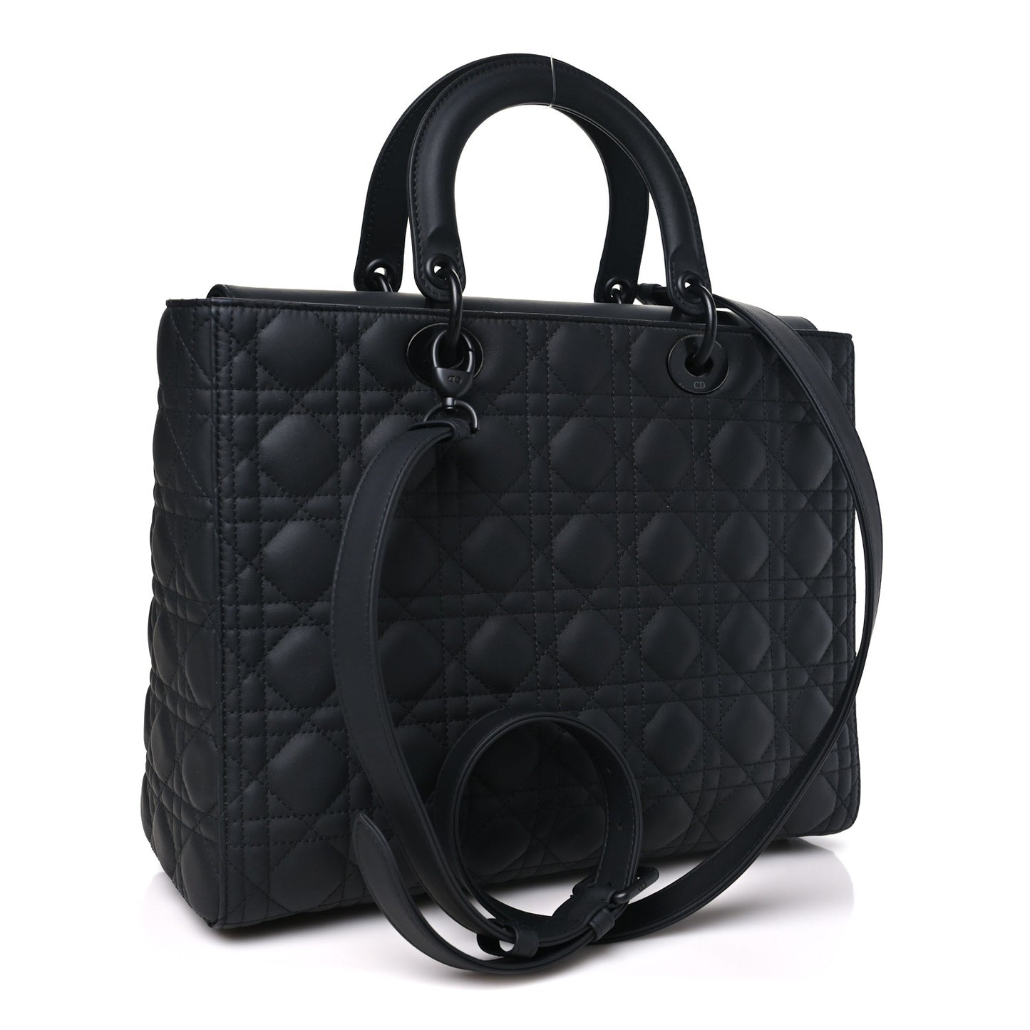 Ultra Matte Calfskin Cannage Large Lady Dior Black