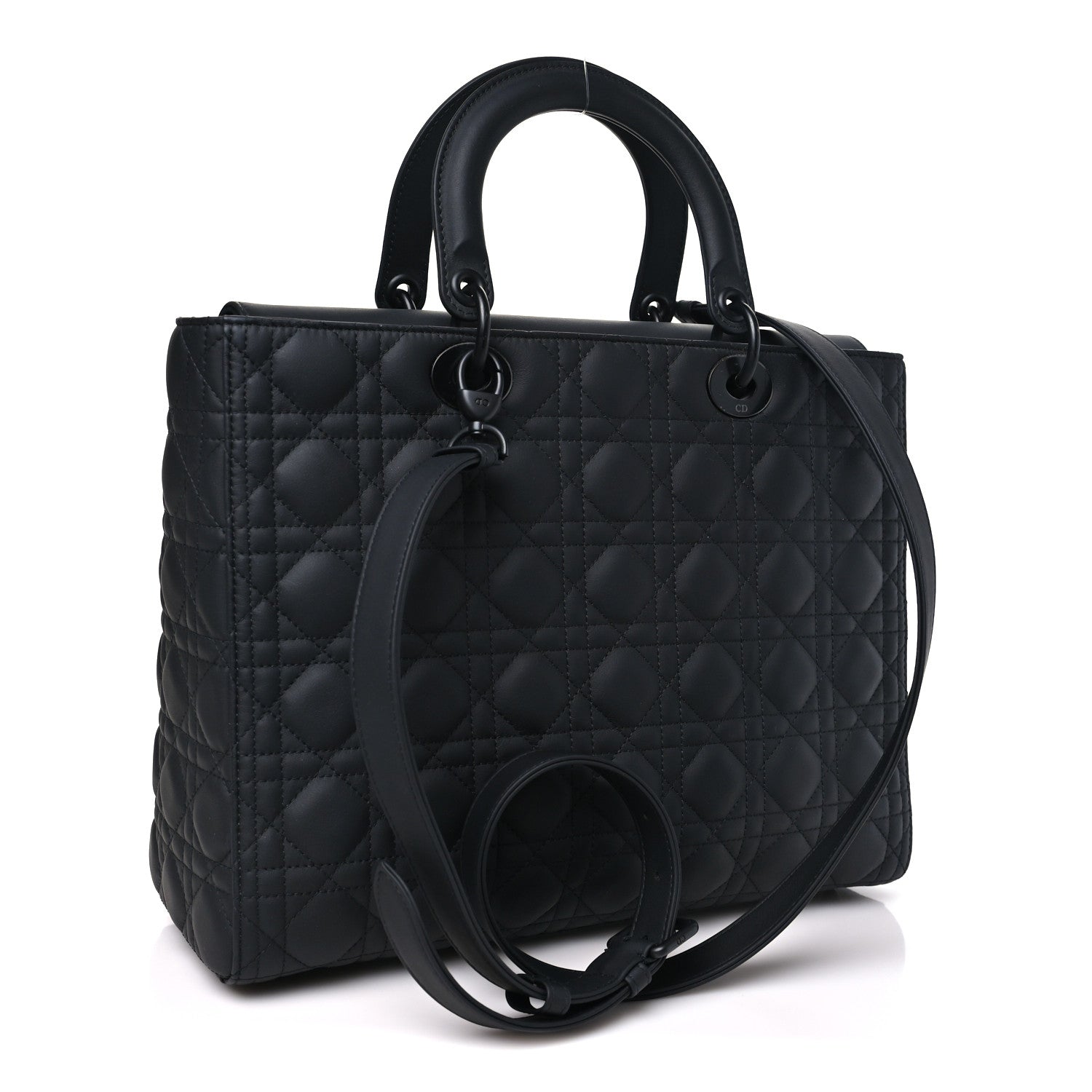 Christian Dior Ultra Matte Calfskin Cannage Large Lady Dior Black 3 of 10