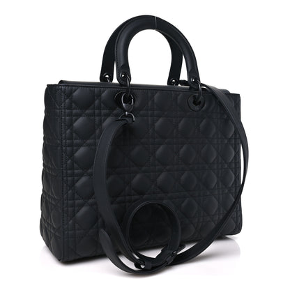 Christian Dior Ultra Matte Calfskin Cannage Large Lady Dior Black 3 of 10