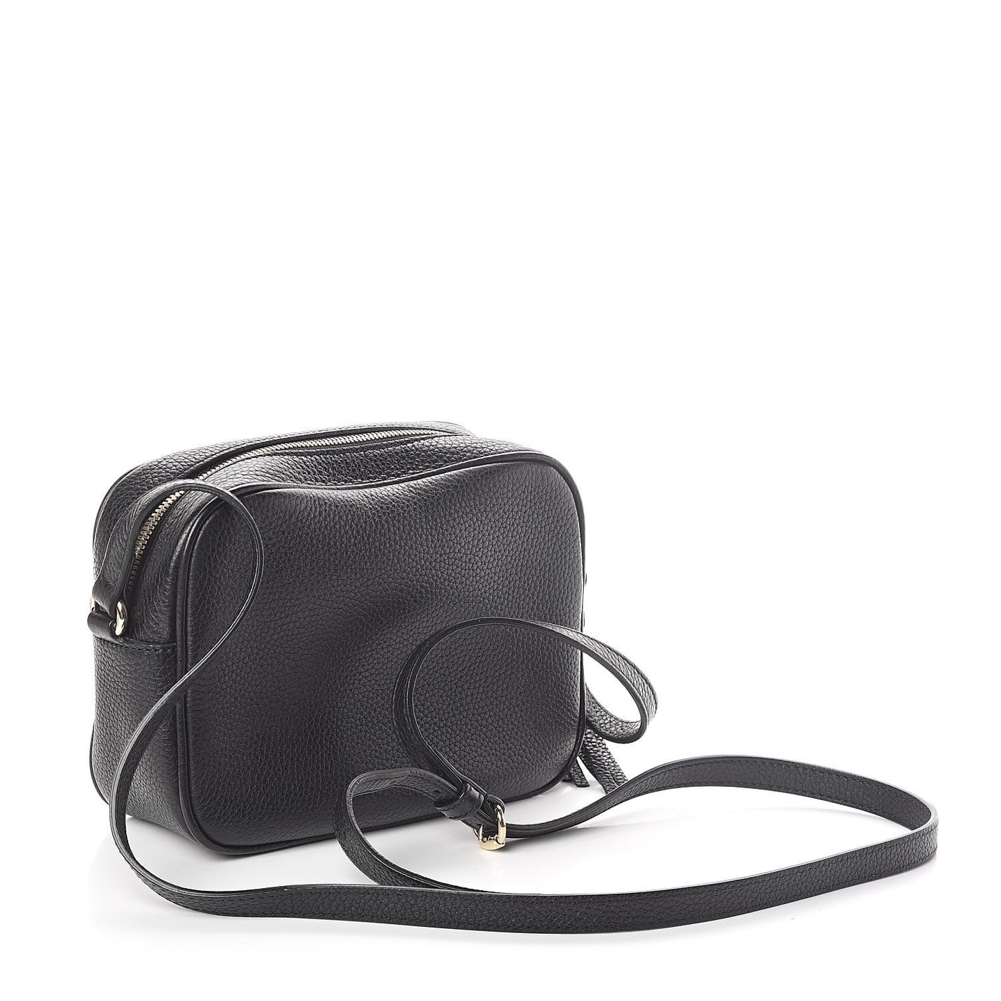 Pebbled Calfskin Small Soho Disco Bag Black