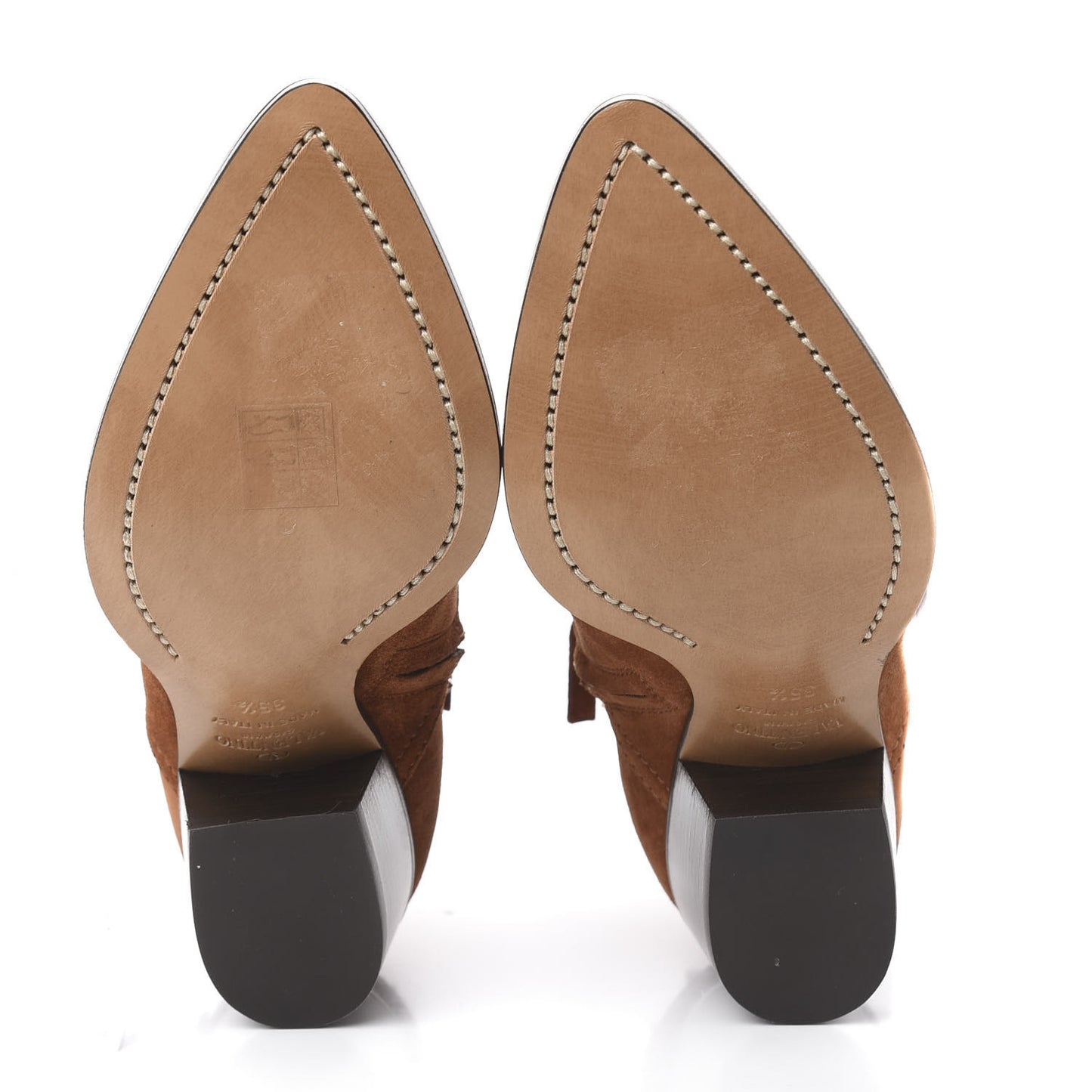Suede Rockstud Double Buckle 50mm Cowboy Ankle Boots 35.5 Selleria