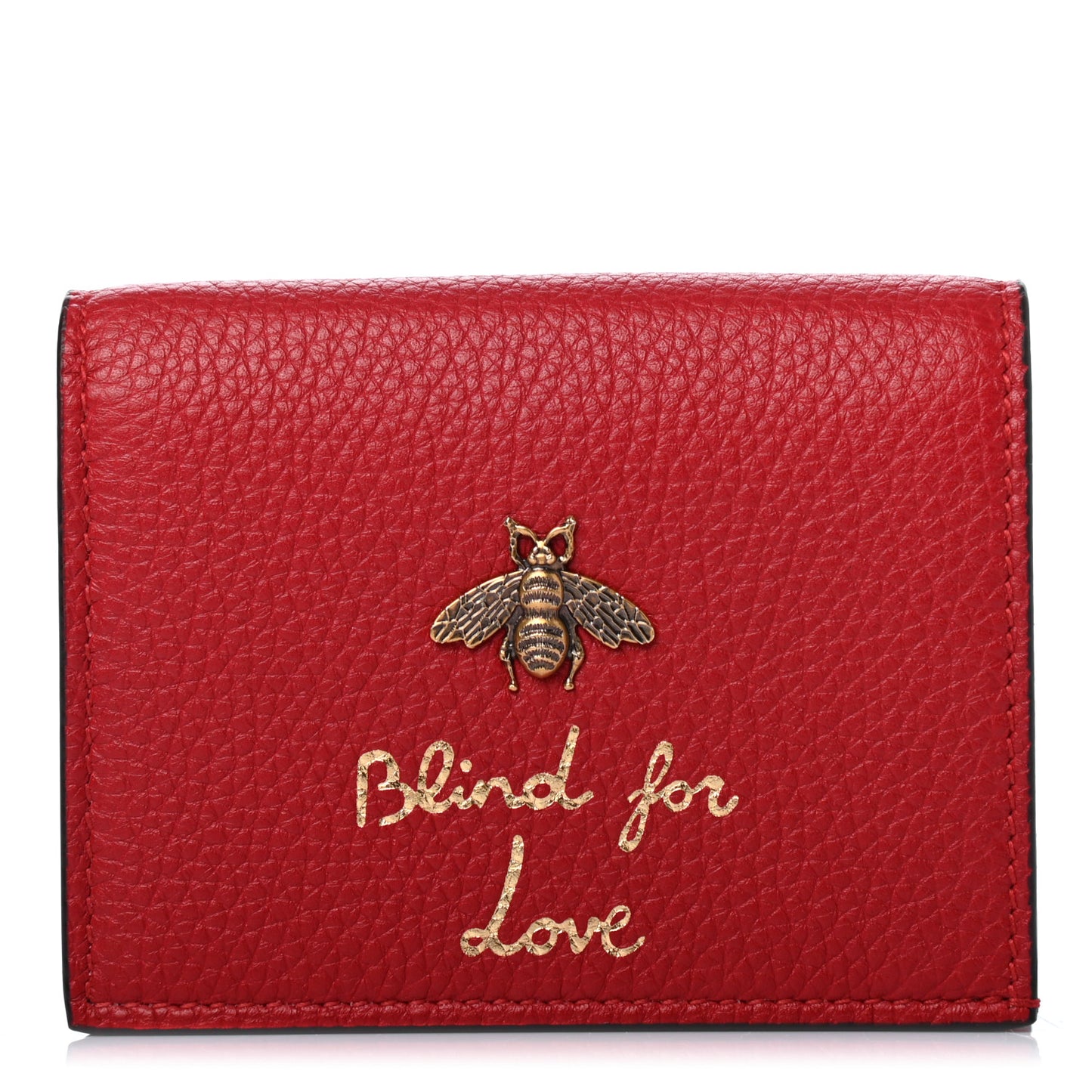Pebbled Calfskin Animalier Card Case Red