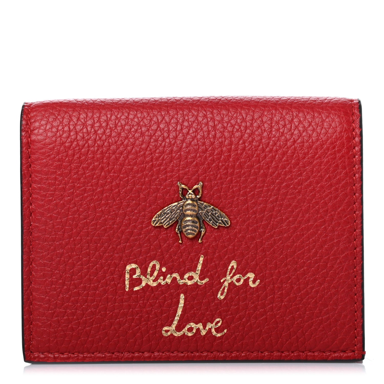 Gucci Pebbled Calfskin Animalier Card Case Red 1 of 4