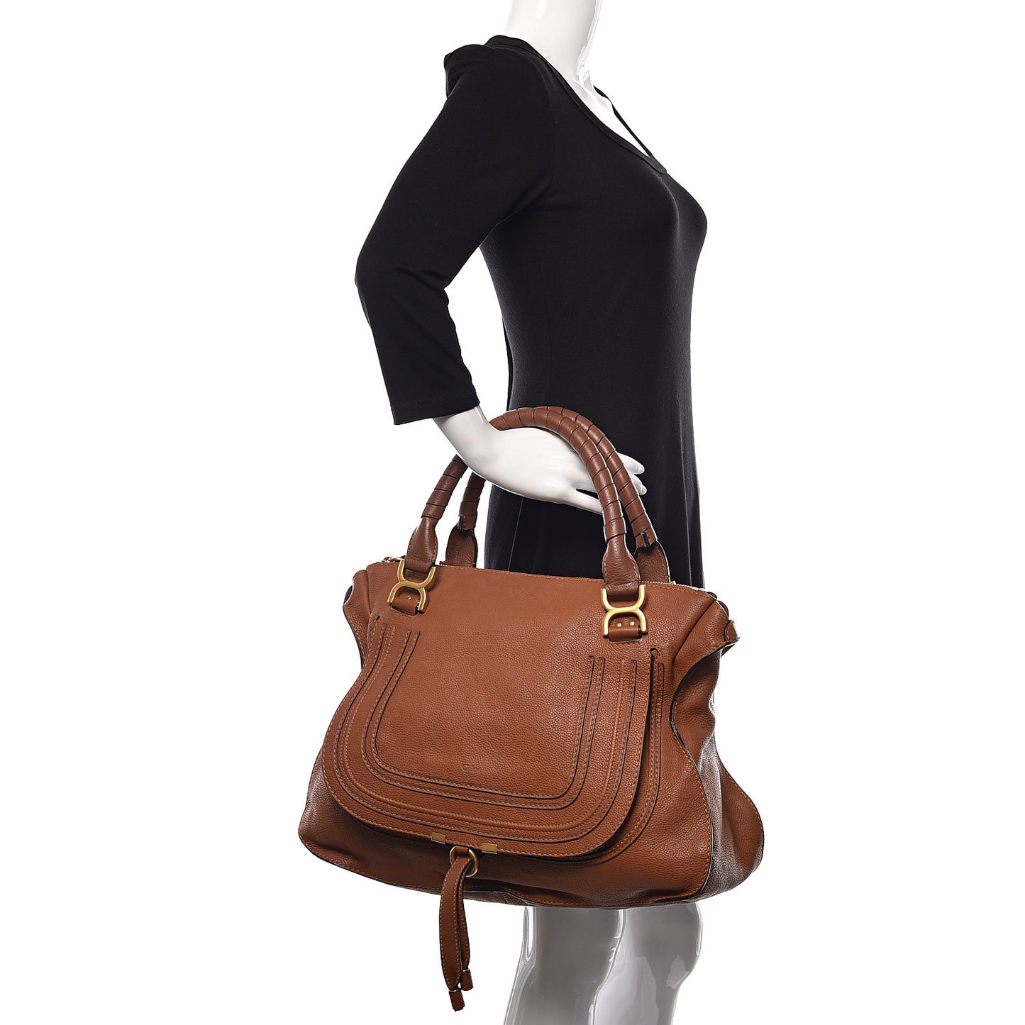 Calfskin Large Marcie Satchel Tan