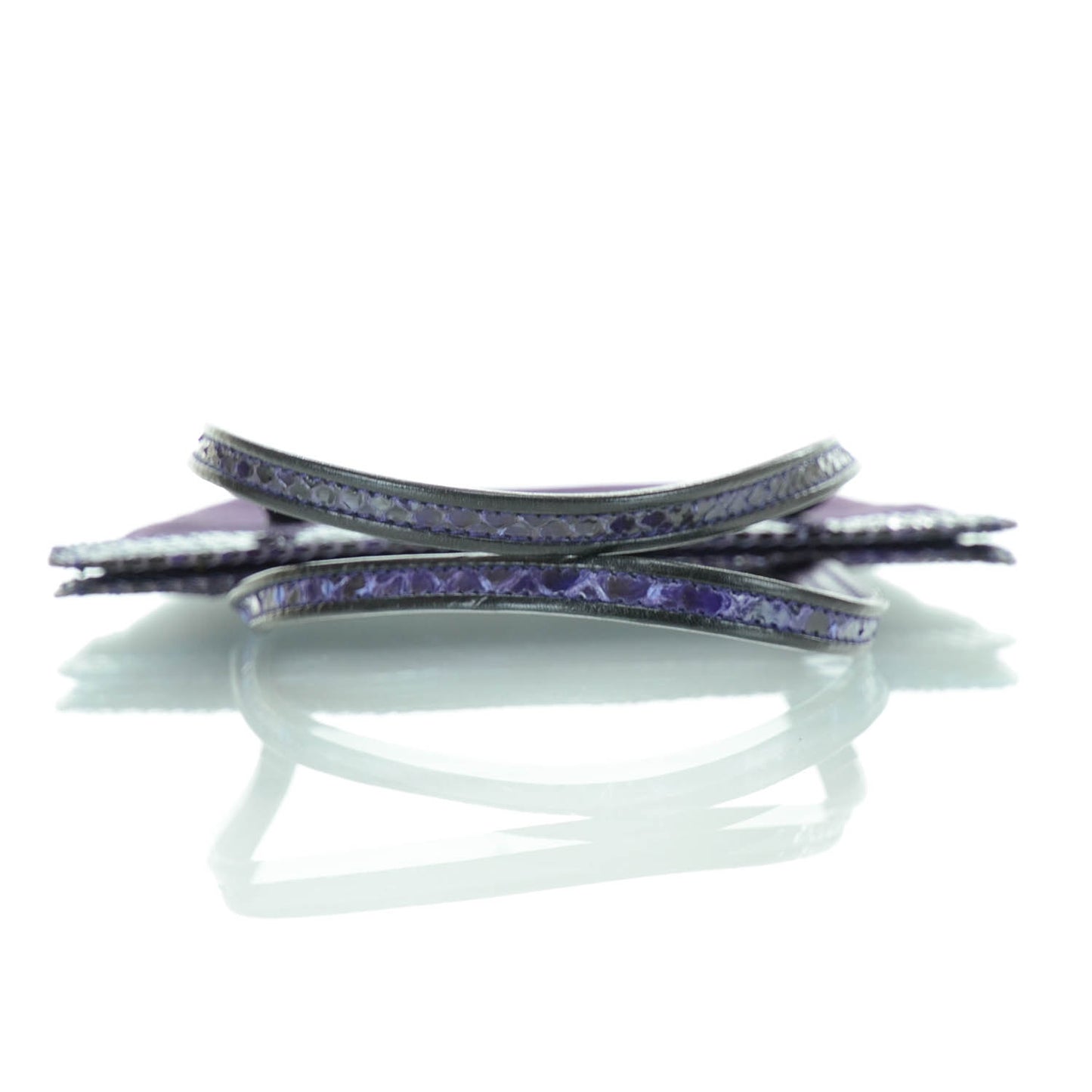 Suede and Python Trim Evening Bag Violet