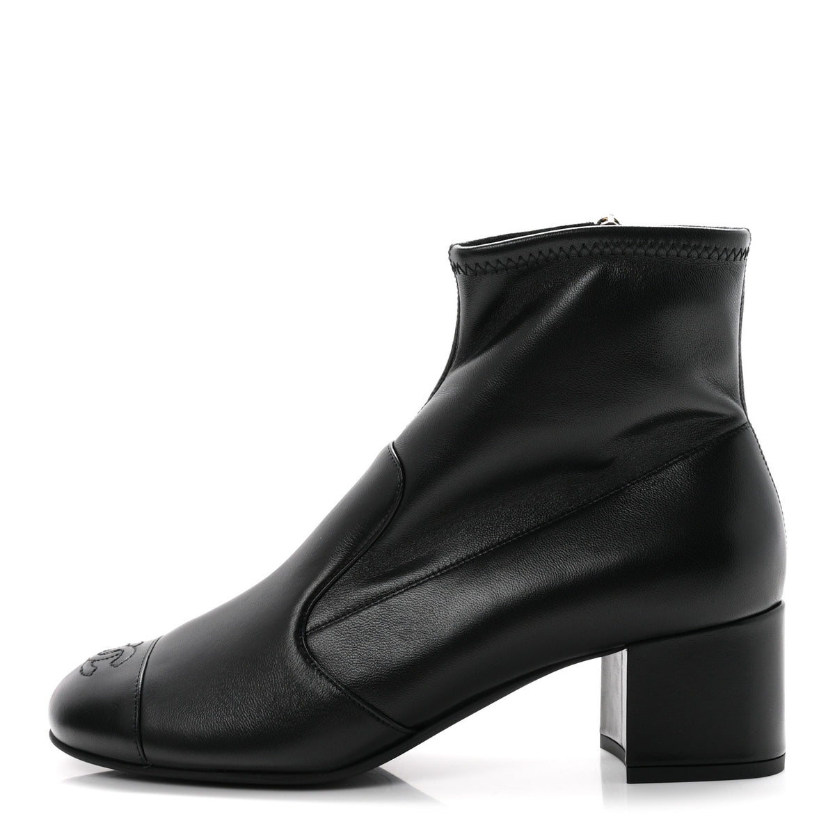 Chanel Stretch Lambskin Cap Toe CC Uniform Short Boots 40.5 Black 1 of 9
