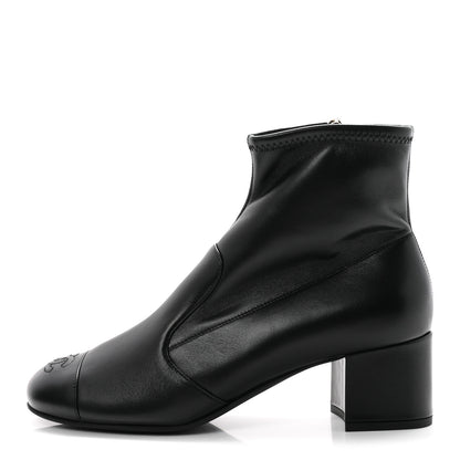 Chanel Stretch Lambskin Cap Toe CC Uniform Short Boots 40.5 Black 1 of 9