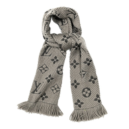Louis Vuitton Wool Silk Logomania Scarf Pearl Grey 1 of 5