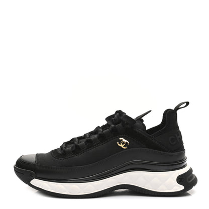 Chanel Velvet Calfskin Mixed Fibers CC Sneakers 40 Black 1 of 8