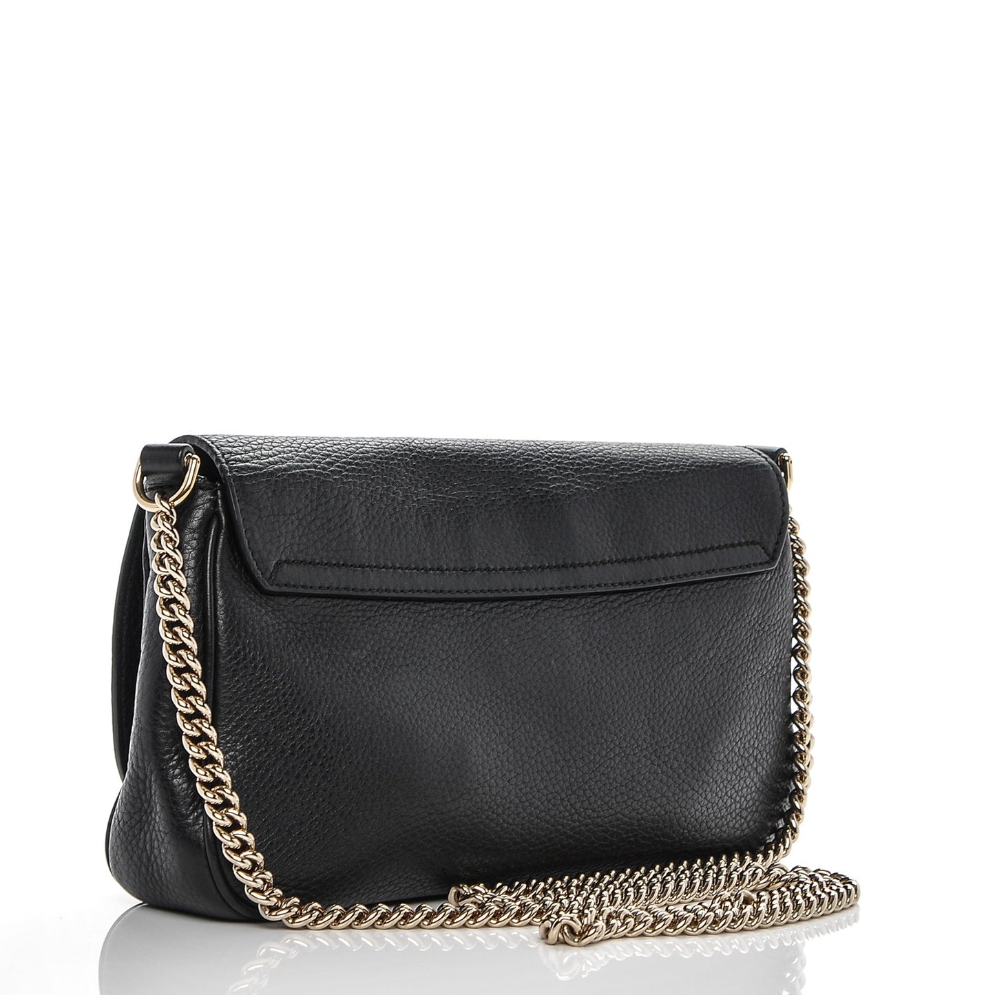 Pebbled Calfskin Medium Soho Flap Crossbody Black
