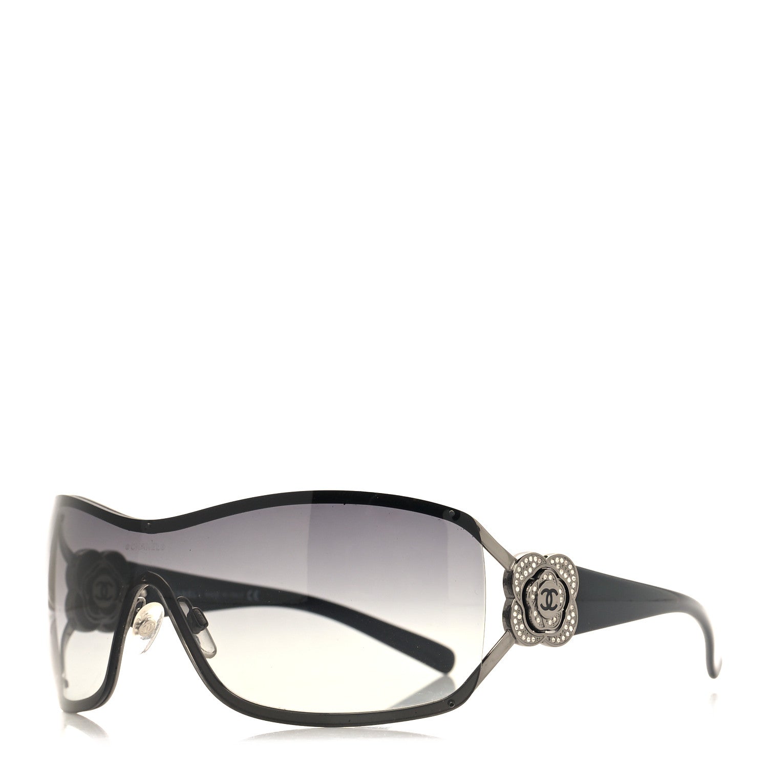 Chanel Swarovski Crystal Camellia CC Sunglasses 4164-B Black 1 of 6