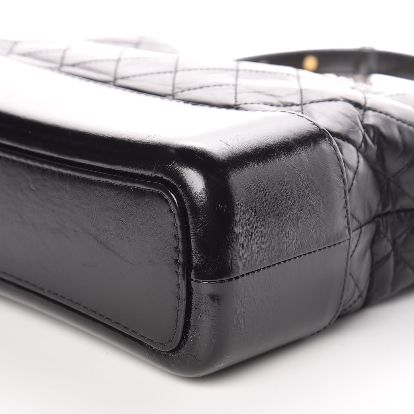 Aged Calfskin Quilted Medium Gabrielle Hobo Black