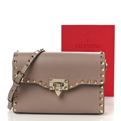 Valentino Garavani Pebbled Calfskin Medium Rockstud Flip Lock Crossbody Bag Poudre 7 of 10