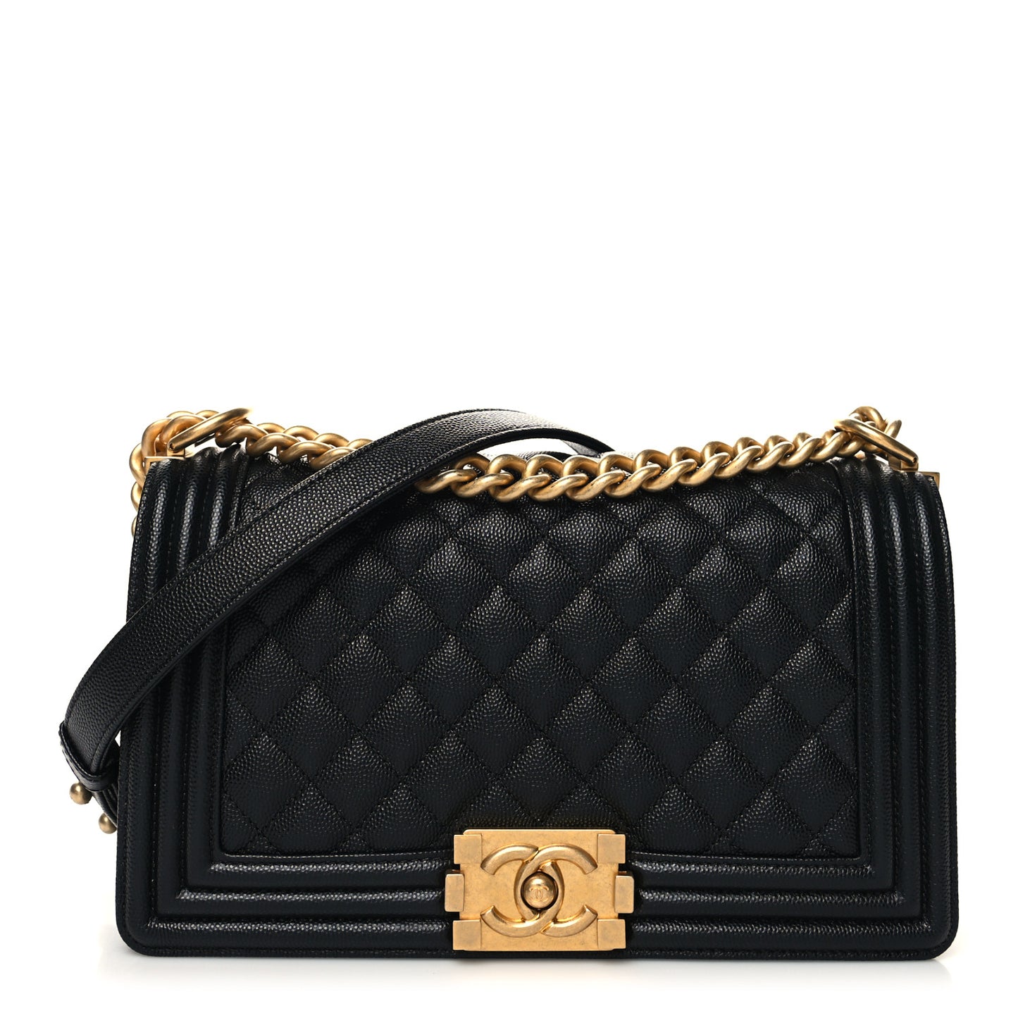 Caviar Quilted Medium Boy Flap Black
