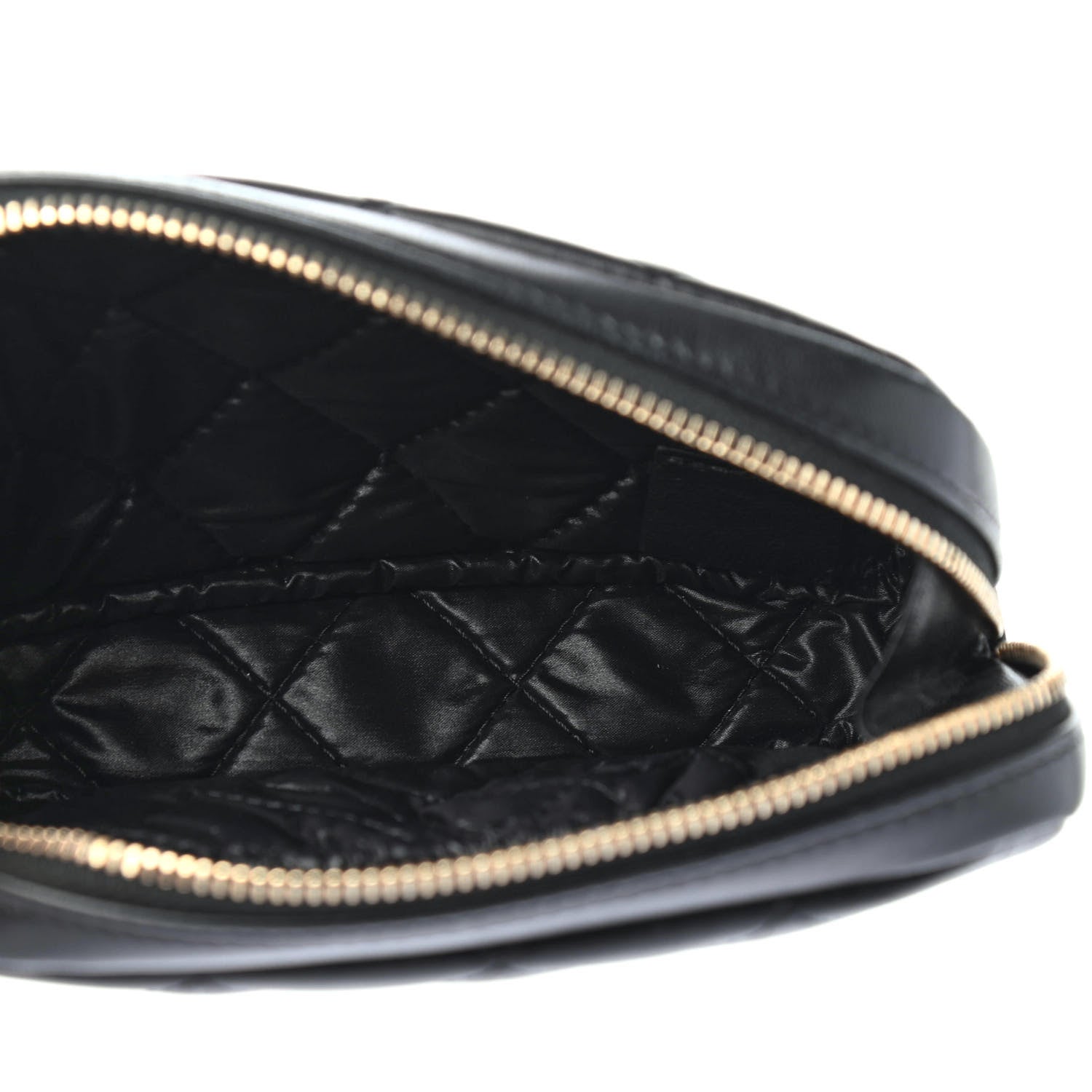 Chanel Lambskin Quilted Small Curvy Pouch Cosmetic Case Black 4 of 4