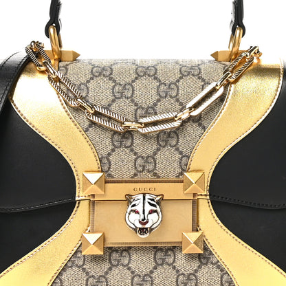 Gucci GG Supreme Monogram Small Osiride Top Handle Bag Black Gold 8 of 10