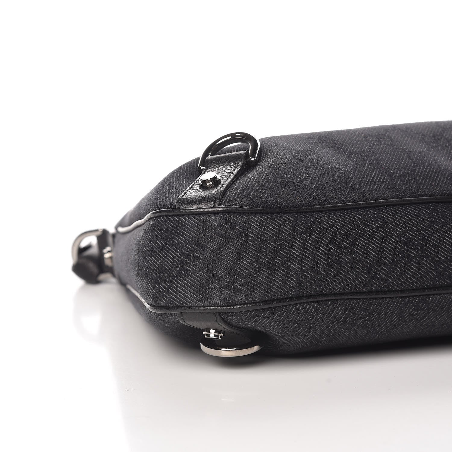 Gucci Denim Monogram Abbey D Ring Hobo Black 5 of 15
