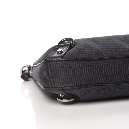 Gucci Denim Monogram Abbey D Ring Hobo Black 5 of 15