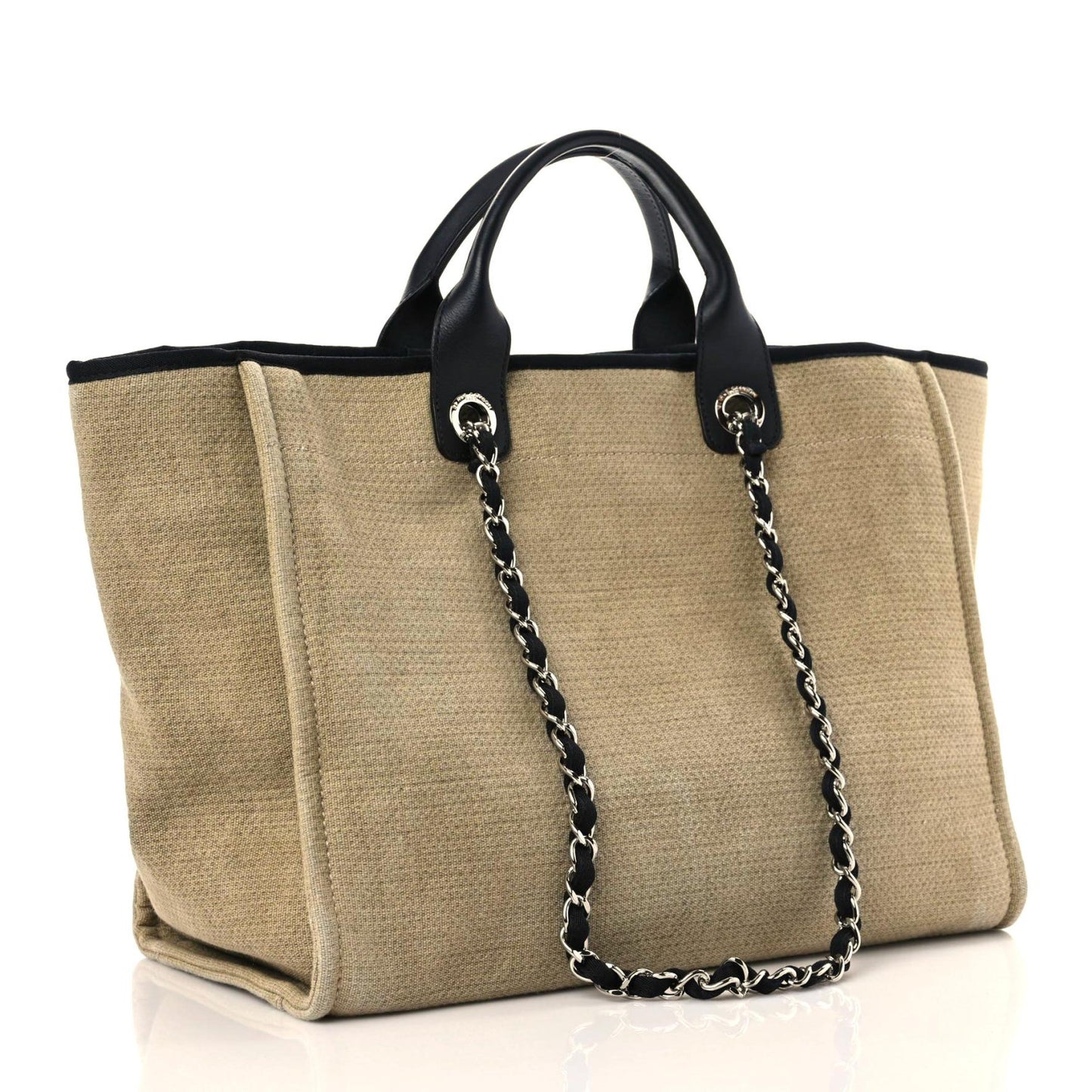Canvas Medium Deauville Tote Beige Black