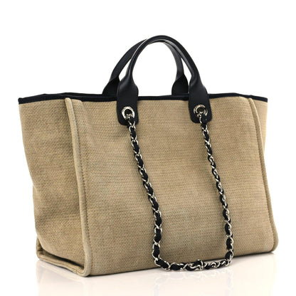 Chanel Canvas Medium Deauville Tote Beige Black 3 of 13