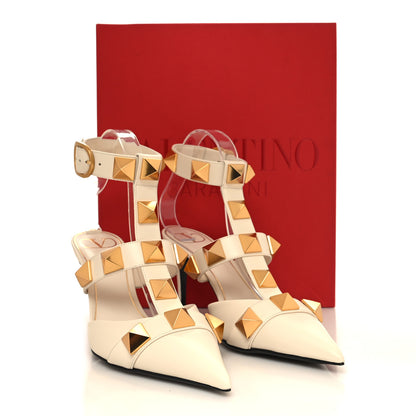 Valentino Garavani Calfskin Roman Stud Ankle Strap 80mm Pumps 38 White 10 of 10