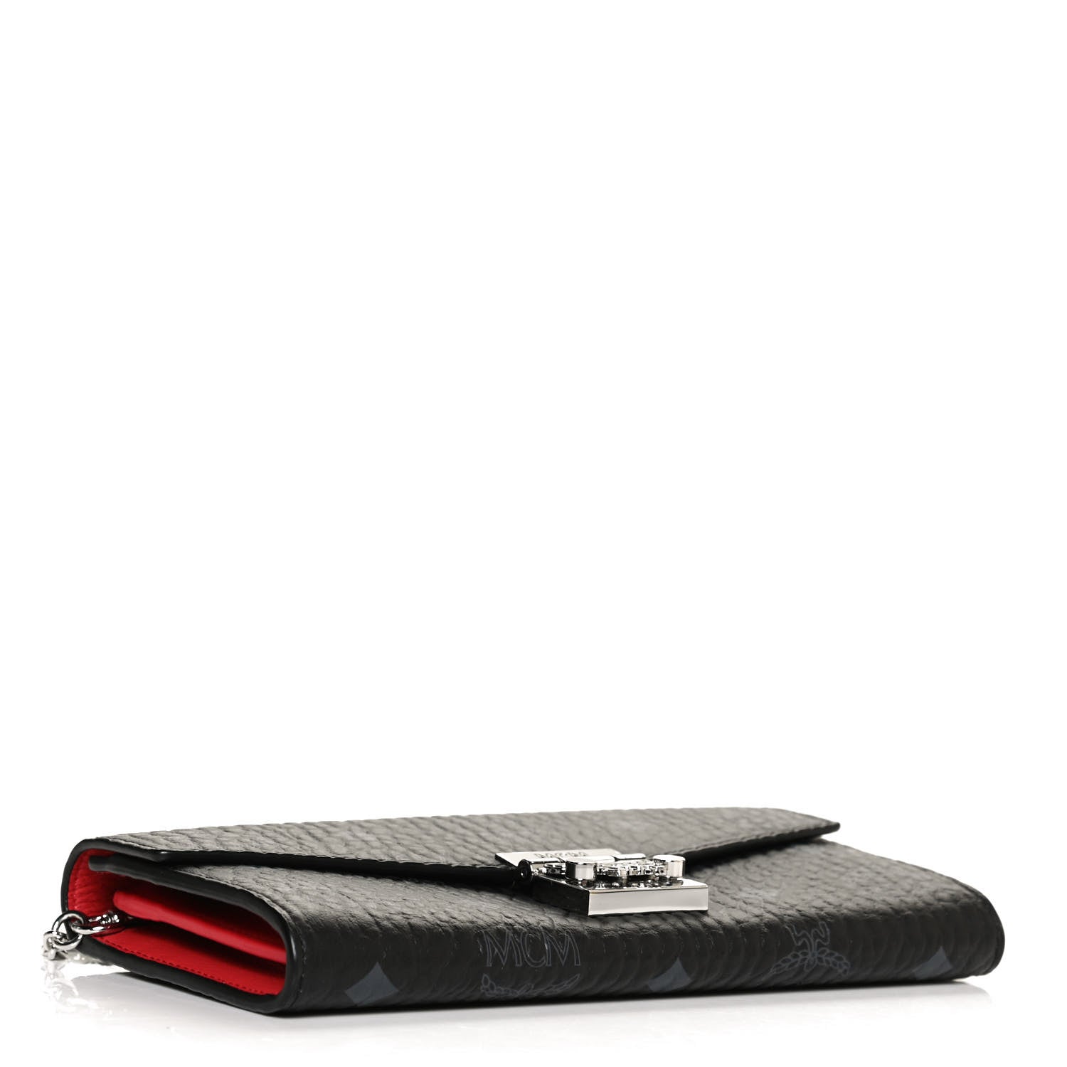 MCM Visetos Large Patricia Wallet On Chain Black Red 3 of 9