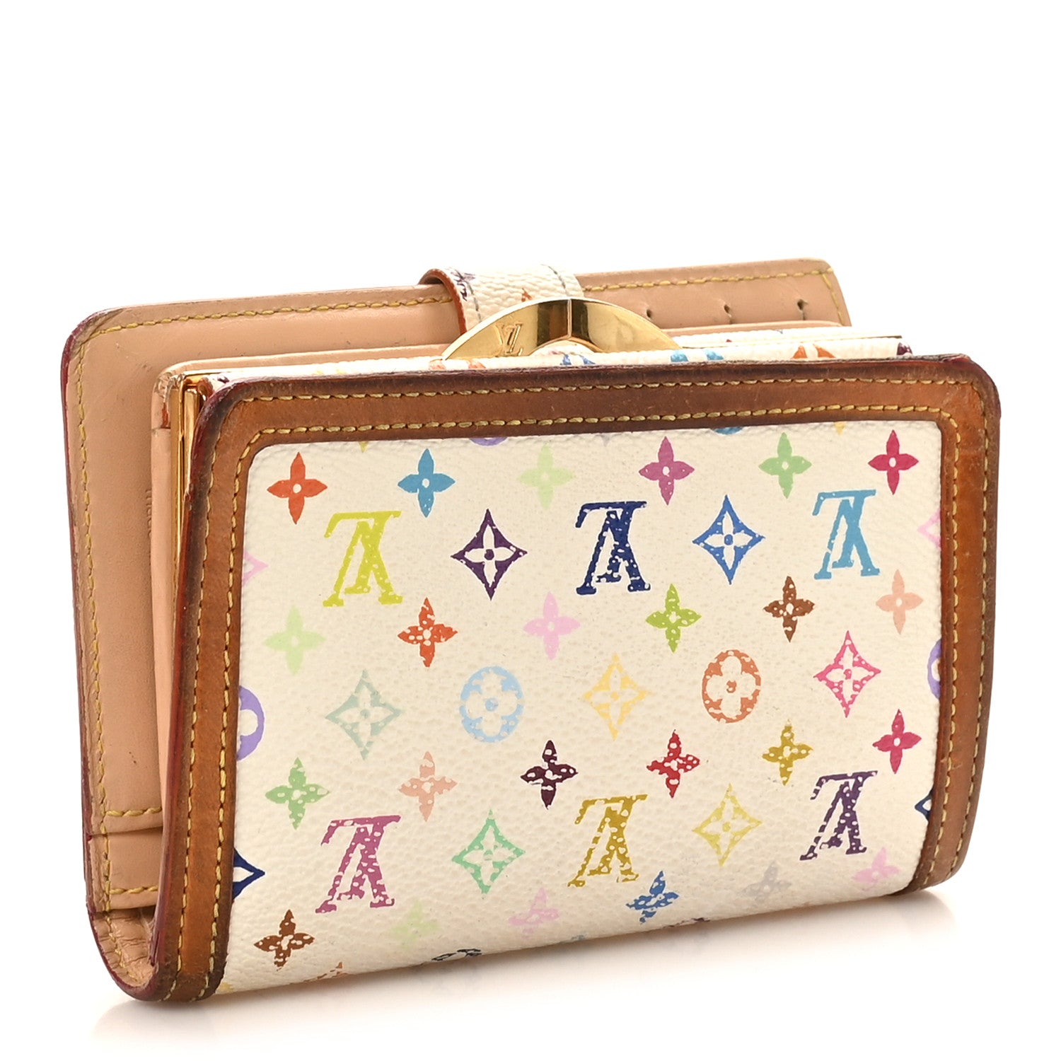 Louis Vuitton Monogram Multicolor French Purse Wallet White 3 of 9