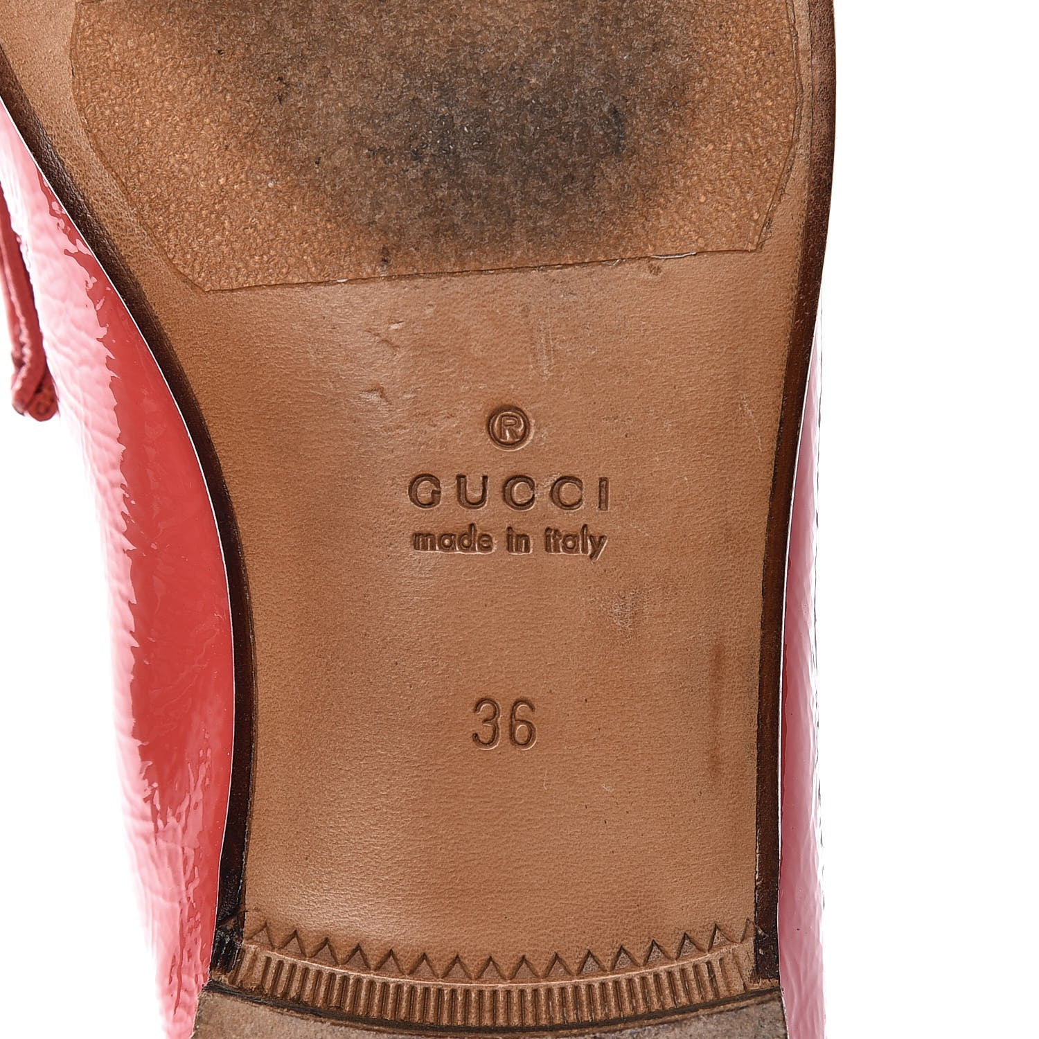 Gucci Patent Womens 1953 Horsebit Loafers 36 Coral 10 of 14