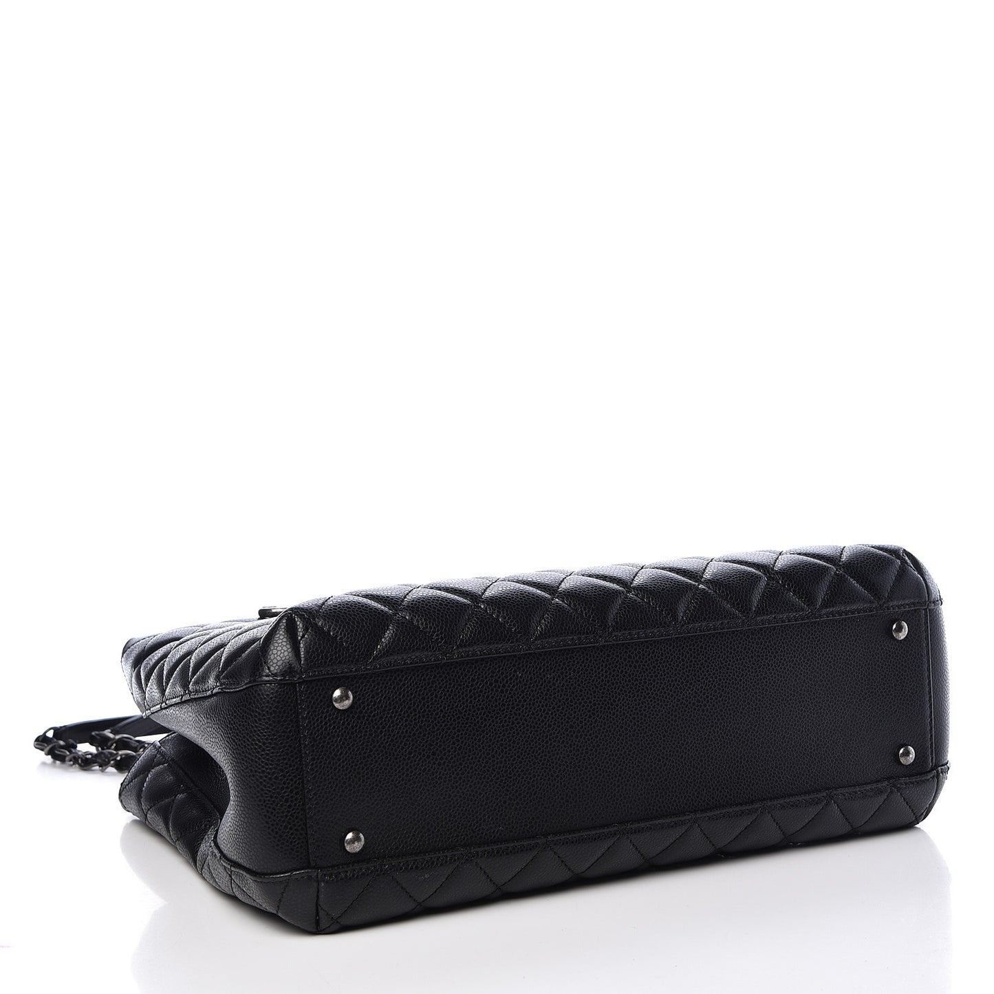Caviar Quilted City Shopping Tote Black