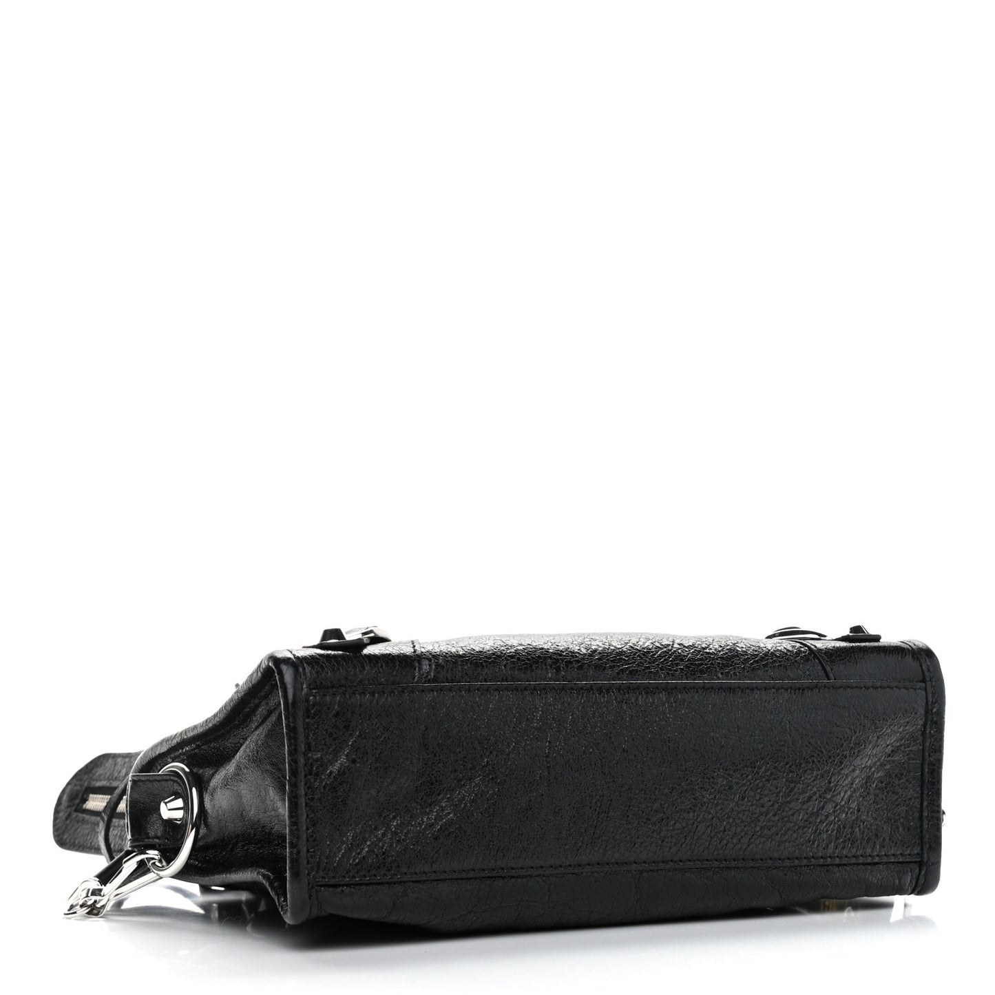 Agneau Classic Silver Hardware Mini City Logo Strap Black Jaune Soleil